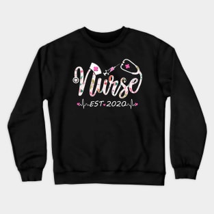 Woman Flower Nurse Est 2020 Nursing School Graduation Gift Crewneck Sweatshirt